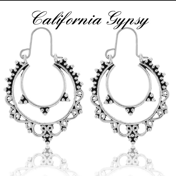 Gypsy scroll Antique Silver Earrings - Picture 4 of 4